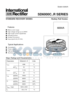 SD6000C datasheet - STANDARD RECOVERY DIODES Hockey Puk Version