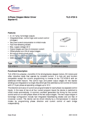 TLE4729G datasheet - 2-Phase Stepper-Motor Driver Bipolar-IC