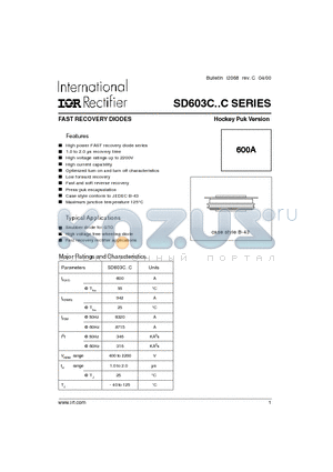 SD603C04S10C datasheet - FAST RECOVERY DIODES Hockey Puk Version