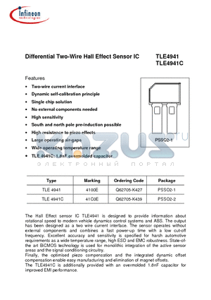 TLE4941C datasheet - Differential Two-Wire Hall Effect Sensor IC