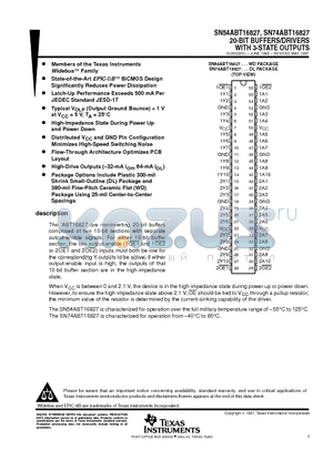 SN74ABT16827DLRG4 datasheet - 20-BIT BUFFERS/DRIVERS WITH 3-STATE OUTPUTS