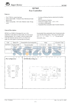 SD7005 datasheet - FAN CONTROLLER