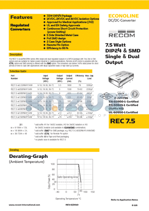 REC7.5-XX3.3SRWHAM_10 datasheet - 7.5 Watt DIP24 & SMD Single & Dual Output