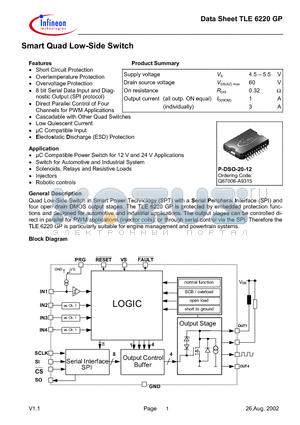 TLE6220GP datasheet - Smart Quad Low-Side Switch