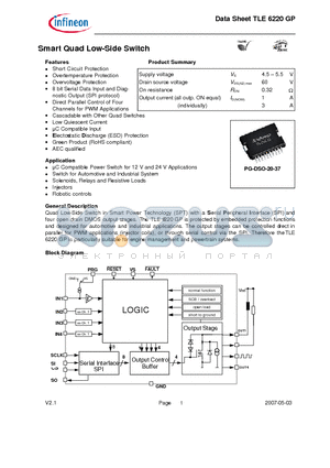 TLE6220GP datasheet - Smart Quad Low-Side Switch Short Circuit Protection
