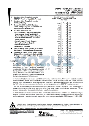 SN74ABT18245ADLRG4 datasheet - SCAN TEST DEVICES WITH 18-BIT BUS TRANSCEIVERS