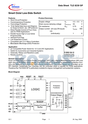 TLE6230GP datasheet - Smart Octal Low-Side Switch