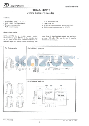 SD7062 datasheet - 3-STATE ENCODER / DECODER