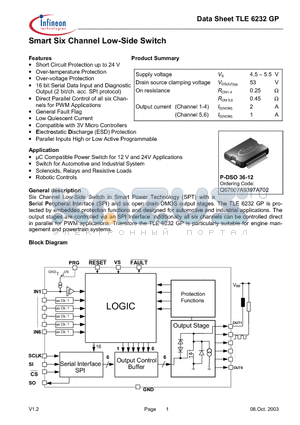 TLE6232 datasheet - Smart Six Channel Low-Side Switch