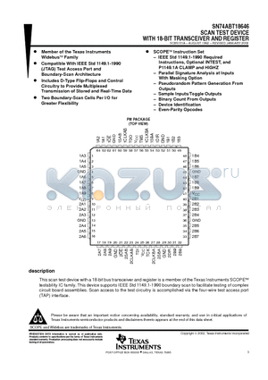 SN74ABT18646PMG4 datasheet - WITH 18-BIT TRANSCEIVER AND REGISTER