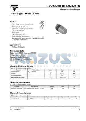 TZQ5223B datasheet - Small Signal Zener Diodes