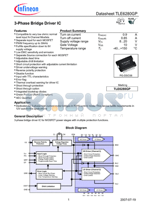 TLE6280GP datasheet - 3-Phase Bridge Driver IC