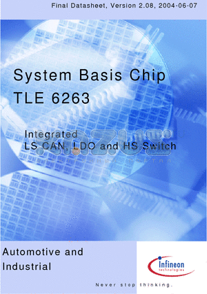 TLE6263 datasheet - LS CAN, LDO and HS Switch