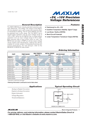 REF01_07 datasheet - 5V, 10V Precision Voltage References