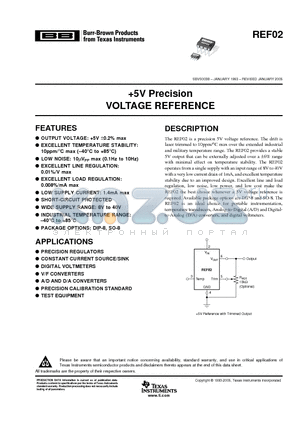 REF02 datasheet - 5V Precision VOLTAGE REFERENCE