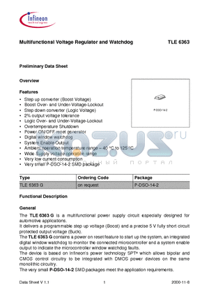 TLE6363 datasheet - Multifunctional Voltage Regulator and Watchdog