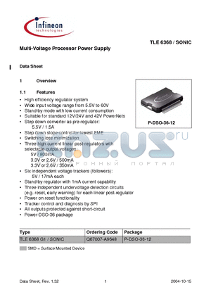 TLE6368 datasheet - Multi-Voltage Processor Power Supply