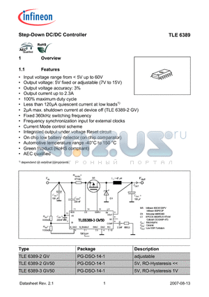 TLE6389 datasheet - Step-Down DC/DC Controller