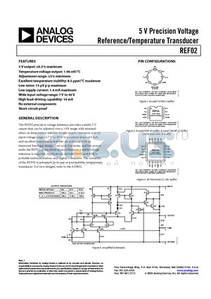 REF02AZ/883C datasheet - 5 V Precision Voltage Reference/Temperature Transducer