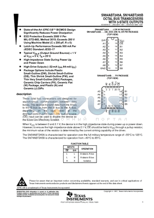 SN74ABT245 datasheet - OCTAL BUS TRANSCEIVERS WITH 3-STATE OUTPUTS