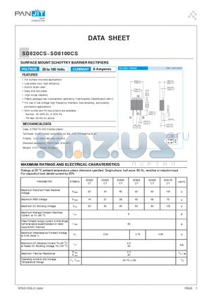 SD8100CT datasheet - SURFACE MOUNT SCHOTTKY BARRIER RECTIFIERS