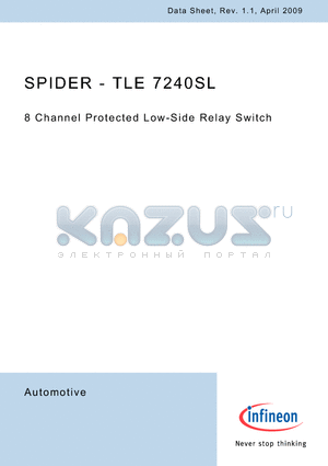 TLE7240SL datasheet - 8 Channel Protected Low-Side Relay Switch