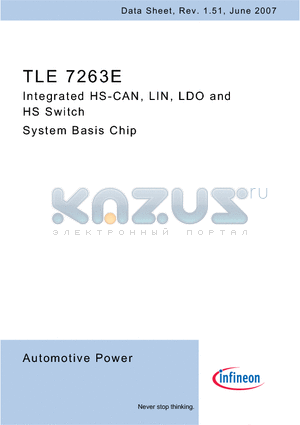 TLE7263E datasheet - Integrated HS-CAN, LIN, LDO and HS Switch System Basis Chip