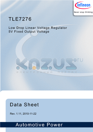 TLE7276 datasheet - Low Drop Linear Voltage Regulator 5V Fixed Output Voltage