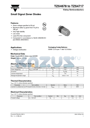 TZS4681 datasheet - Small Signal Zener Diodes