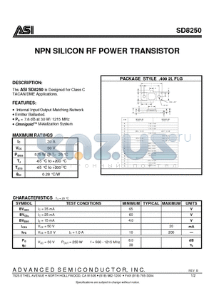 SD8250 datasheet - NPN SILICON RF POWER TRANSISTOR