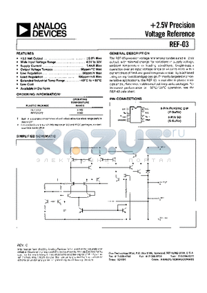 REF03GS datasheet - 2.5V Precision Voltage Reference