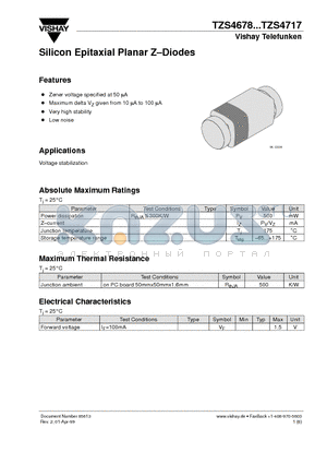 TZS4687 datasheet - Silicon Epitaxial Planar Z-Diodes