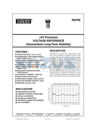 REF05RM datasheet - 5V Precision VOLTAGE REFERENCE (Guaranteed Long-Term Stability)