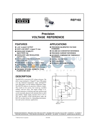 REF102A datasheet - Precision VOLTAGE REFERENCE