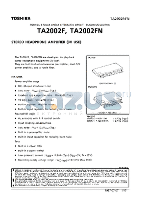 TA2002 datasheet - STEREO HEADPHONE AMPLIFIER (3V USE)