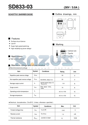 SD833-03 datasheet - SCHOTTKY BARRIER DIODE