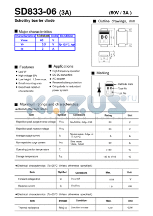 SD833-06 datasheet - Schottky barrier diode