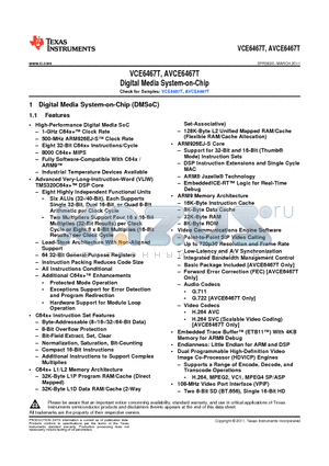 VCE6467T datasheet - VCE6467T, AVCE6467T Digital Media System-on-Chip