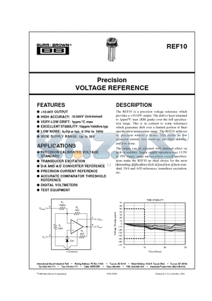 REF10SM datasheet - Precision VOLTAGE REFERENCE