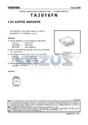 TA2016FN datasheet - 1.5V BUFFER AMPLIFIER