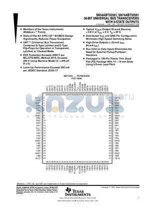 SN74ABT32501 datasheet - 36-BIT UNIVERSAL BUS TRANSCEIVERS WITH 3-STATE OUTPUTS