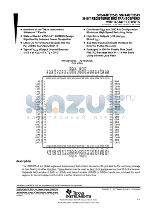 SN74ABT32543 datasheet - 36-BIT REGISTERED BUS TRANSCEIVERS WITH 3-STATE OUTPUTS