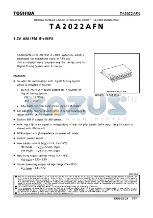 TA2022 datasheet - 1.5V AM/FM IFMPX