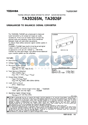 TA2026 datasheet - UNBLANCED TO BALANCES SIGNAL CONVERTER