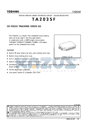 TA2035F datasheet - CD FOCUS TRACKING SERVO LSI