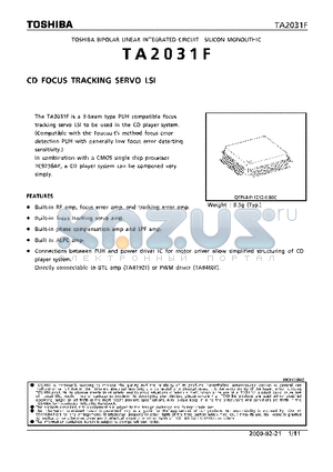 TA2031F datasheet - CD FOCUS TRACKING SERVO LSI