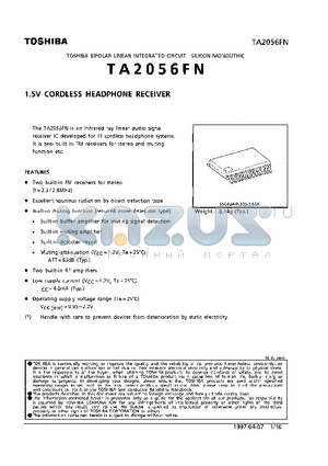 TA2056FN datasheet - 1.5V CORDLESS HEADPHONE RECEIVER