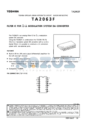 TA2063 datasheet - FILTER IC FOR S-D MODULATION SYSTEM DA CONVERTER