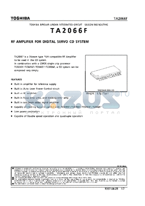 TA2066 datasheet - RF AMPLIFIER FOR DIGITAL SERVO CD STSTEM