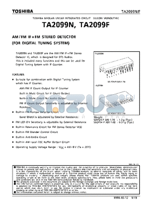 TA2099N datasheet - AM/FM IFFM STEREO DETECTOR (FOR DIGITAL TUNING SYSTEM)